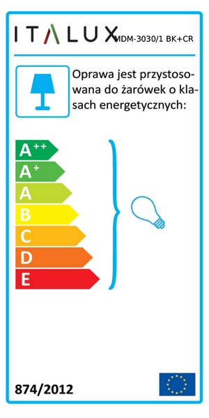 Loft LAMPA wisząca KHALEO MDM-3030/1 BK+CR Italux stożek OPRAWA metalowa ZWIS industrialny chrom czarny