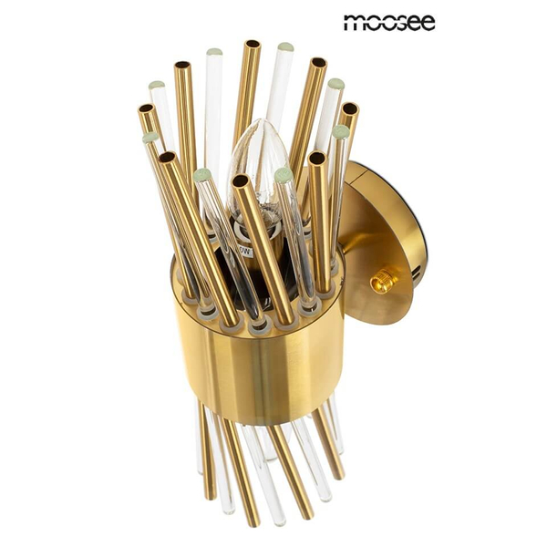 Szklana lampa na ścianę Lorenzo MSE010100338 Moosee metalowa kryształowa złota