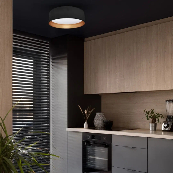 Okrągła lampa sufitowa RONDO BLACK ML7070 LED 18W 4000K czarna złota