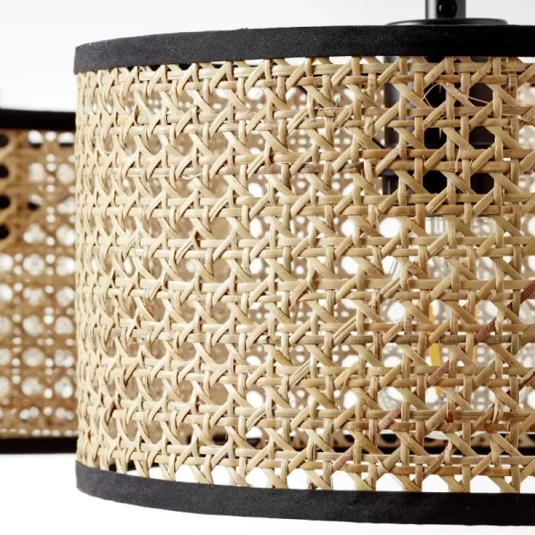Potrójna lampa wisząca Wiley 99534/09 ratan metalowa brązowa czarna
