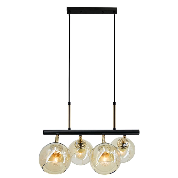 Loftowa lampa wisząca Piran 2208/4 BL TR nad stół kule szklane czarny złoty