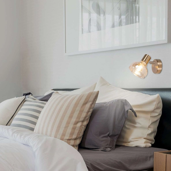 Kinkiet LAMPA ścienna HOLLY 5546 Rabalux metalowa OPRAWA szklany reflektorek antyczne złoto bursztynowy