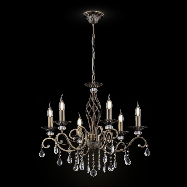 Wisząca LAMPA glamour GRACE RC247-PL-06-R Maytoni świecznikowa OPRAWA metalowy ZWIS kryształki złote przezroczyste