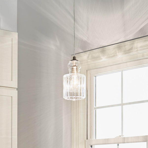 Szklana lampa nad wyspę Riviera KL-RIVIERA-P-B retro nikiel przezroczysta