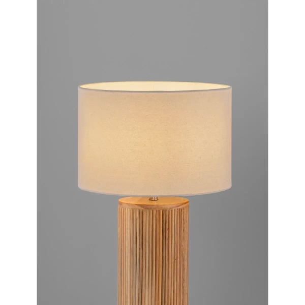 Lampka stołowa z abażurem ONTAREZ LE45381 drewniana biała brązowa