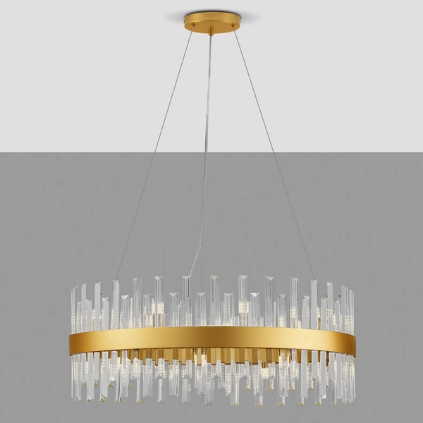 Wisząca lampa do salonu CHOLULA LE44721 kryształowa złota przezroczysta