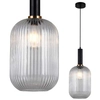 LAMPA wisząca ANTIOLA PND-5588-1L-BK+CL Italux szklana OPRAWA plisowany ZWIS loftowy czarny przezroczysty