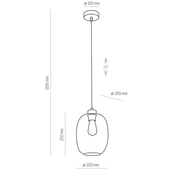 Wisząca lampa do salonu Elio 3182 TK Lighting owalna szklana niebieska