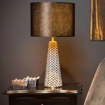 Abażurowa LAMPA stołowa VELVET 10501/81/30 Lucide stojąca LAMPKA nocna czarna szara