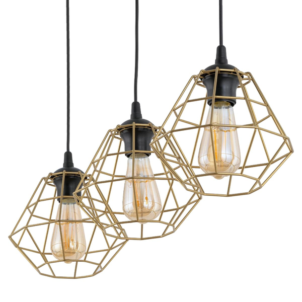 Potrójna lampa wisząca klatkowa Diamond 4642 TK Lighting metalowa złota