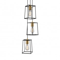 LAMPA wisząca ALANIS MD-BR16556-D3-B/G Italux industrialna OPRAWA metalowa kaskada zwis klatki loft czarne