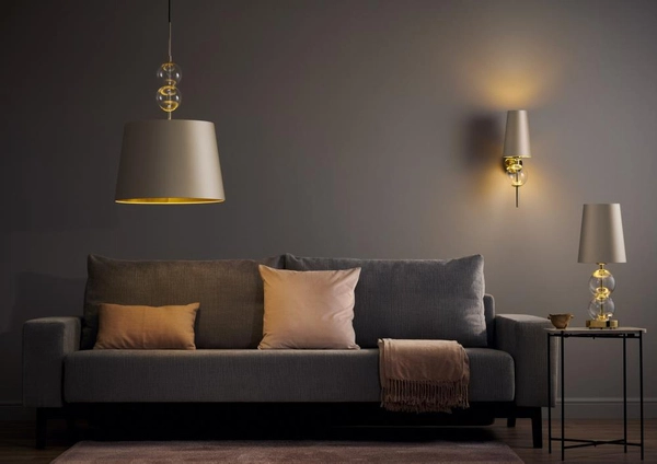 Szampańska lampa wisząca COCO 11105107 do jadalni nad stół abażur