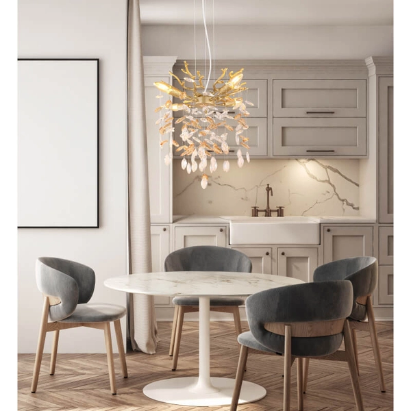 Wisząca lampa z kryształkami Queena 64138HG do kuchni nad stół złota