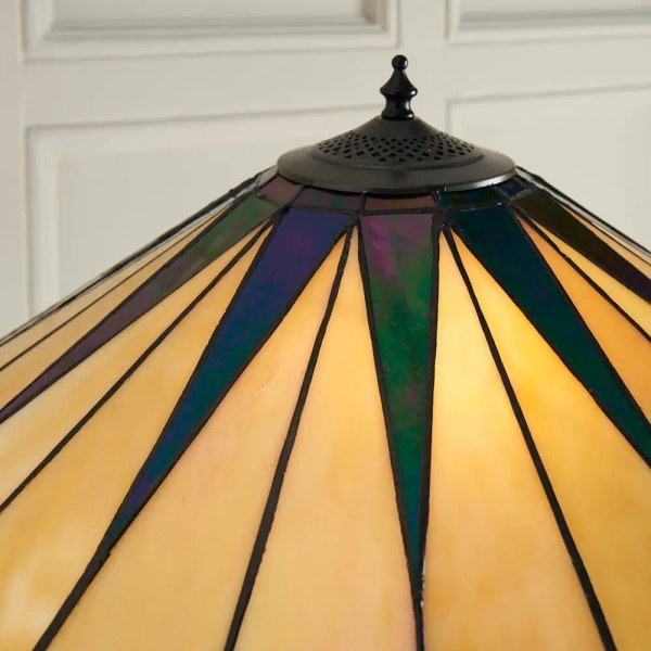 Podłogowa lampa witrażowa Dark Star 64041 z włącznikiem do jadalni brązowa