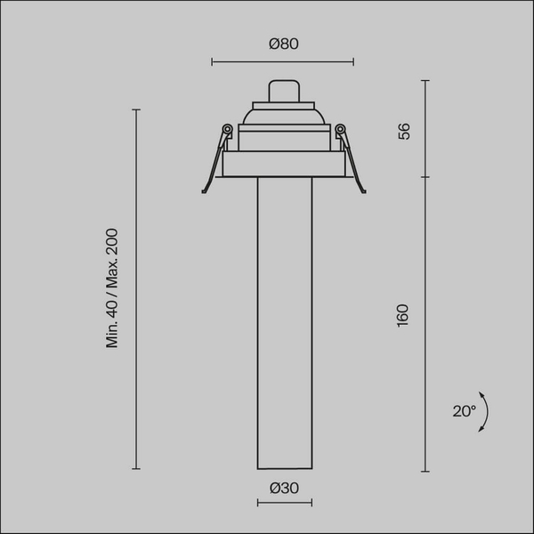 Podłużna lampa sufitowa Focus C140RS-L200-7W3K-B LED 7W 3000K wpust czarny
