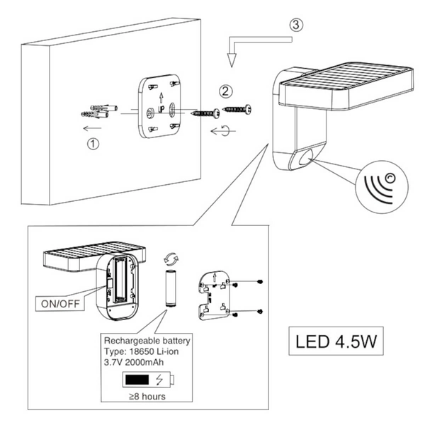 Kinkiet z czujnikiem ruchu Esquel R22261142 LED 5W 3000K IP44 antracyt