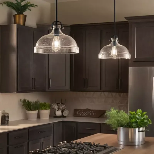 Lampa wisząca nad wyspę Hampton przezroczysta grafitowa szklana 1xE27 ELS-HAMPTON-P-GR