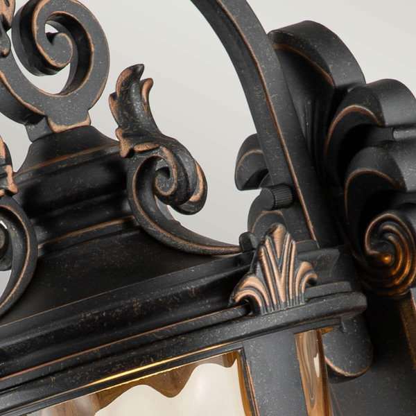 Zewnętrzna lampa ścienna Baltimore BT1-M Elstead latarnia IP44 szkło brąz