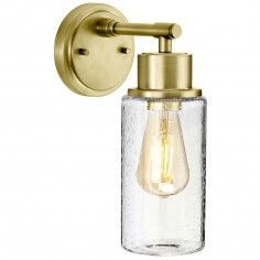 Kinkiet LAMPA ścienna Morvah BATH-MORVAH1-BB Elstead szklana OPRAWA do łazienki IP44 mosiądz przezroczysta