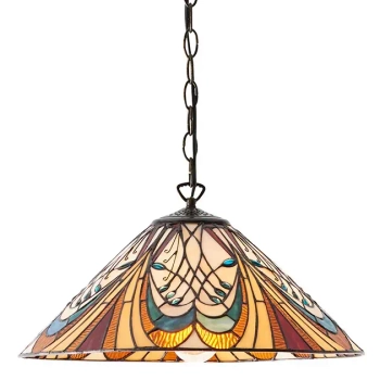 Wisząca lampa salonowa Hector 64162 witrażowa na łańcuchu kolorowa