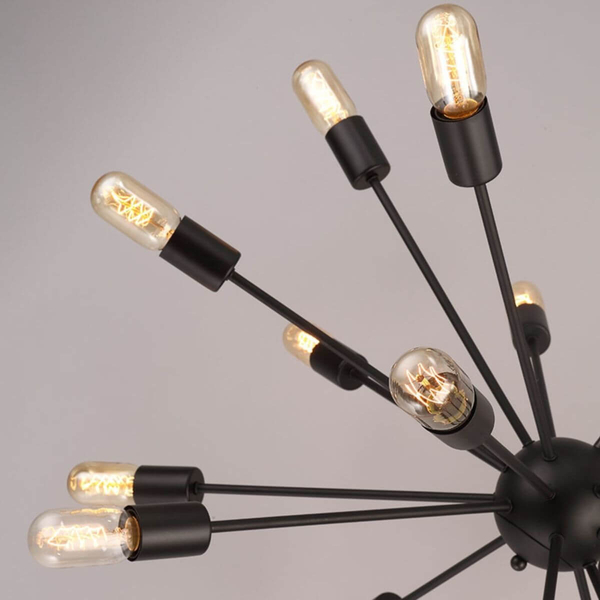 Lampa wisząca Retro LWS-18XE27 Abigali industrialna do salonu czarna