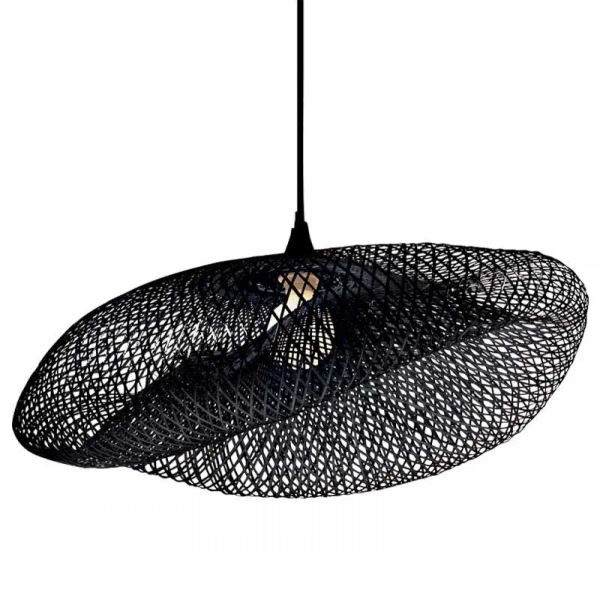 Boho asymetryczny żyrandol 19108 bambusowy do jadalni czarny
