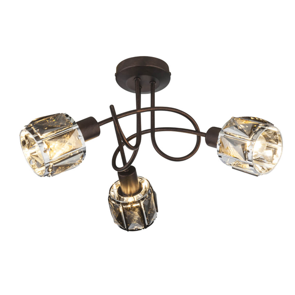 Sufitowa lampa Indiana 54357-3 z kryształkami brąz przydymiona