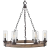 Rustykalna wisząca lampa Sawyer HK-SAWYER6-SQ drewno Sequoia