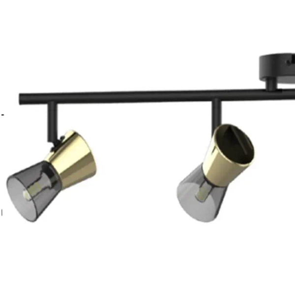 Szklana lampa sufitowa Cento reflektorowa czarna złota