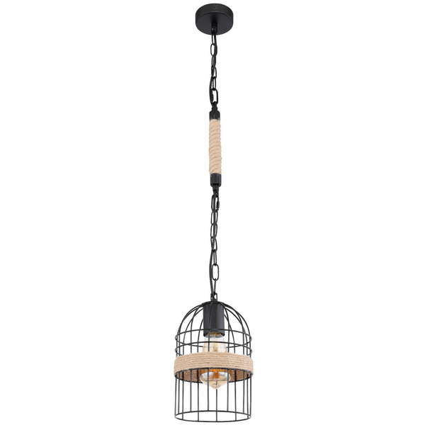 Marynistyczna lampa wisząca HALIA 15677H Globo loftowa klatka czarna brązowa