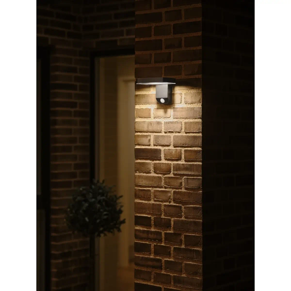 Elewacyjna lampa ścienna RICA 2118161003 solarna z czujnikiem IP44 czarny