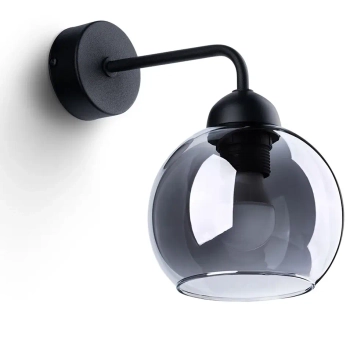 Kulisty kinkiet ścienny ALINO SL.1139 szklany okrągły przydymiony czarny