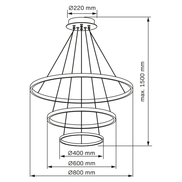 Pierścieniowa lampa wisząca LEA 330024 LED 82W 4000K ringi czarne