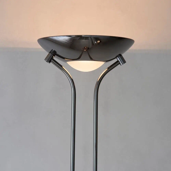 Stojąca lampa do sypialni Rome ROME-BC metalowa czarna chrom