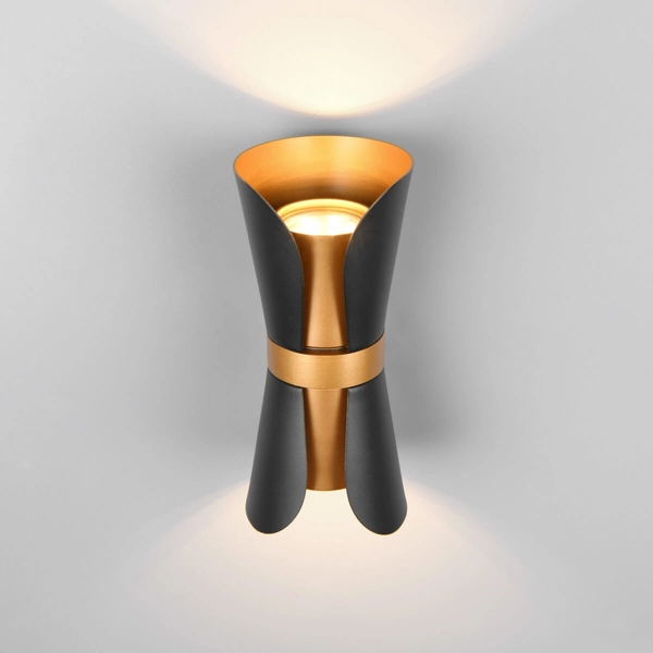 Ścienny kinkiet do przedpokoju COAT 218600280 tubka dół-góra czarny złoty