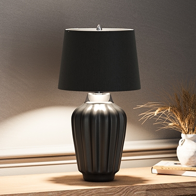 Lampa stołowa QN-BEXLEY-TL-BKPN na biurko nikiel czarna