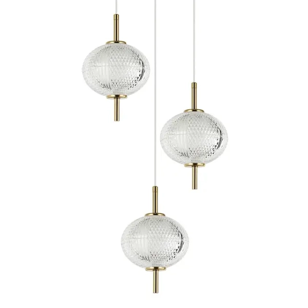 Potrójny żyrandol Corado PND-81418-3-BK-GD LED 12W 3000K kulisty złoty