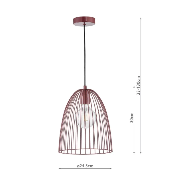 Druciana wisząca lampa Maya MAJ0158 klatka metalowa fioletowa