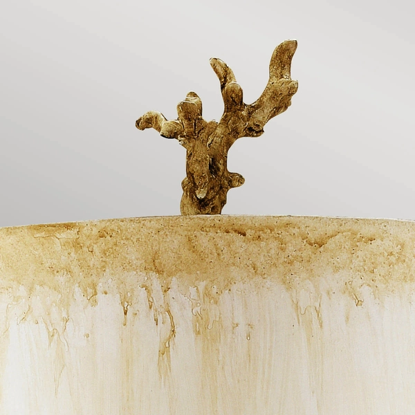 Stołowa lampka do salonu Trellis FB-TRELLIS-TL Elstead beżowa srebrna