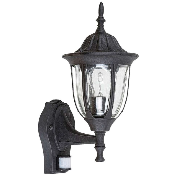 Lampa ścienna na taras Milano 7837 Rabalux IP43 z czujnikiem ruchu czarny mat