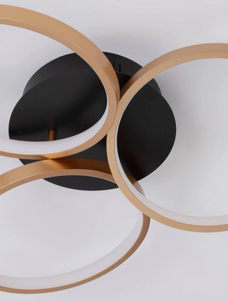 Nowoczesna lampa sufitowa Croix rings LED 28W 3000K złota czarna