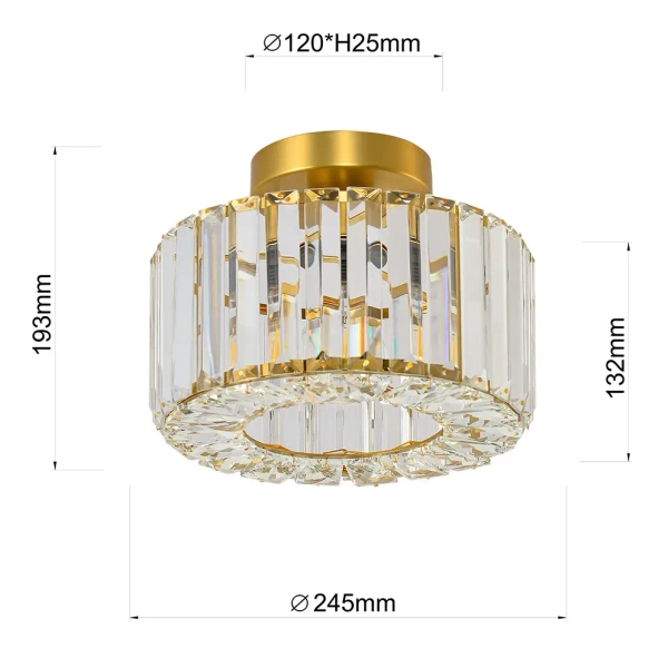 Kryształowa lampa sufitowa Vetro LP-2910/1C GD okrągła złoty
