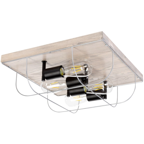 Druciana lampa sufitowa NETUNO 92044474 industrialna retro drewno czarna