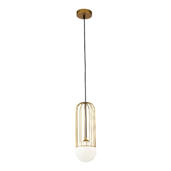 Modernistyczna LAMPA wisząca TELFORD P361PL-01G Maytoni druciana OPRAWA szklana kula zwis złoty biały