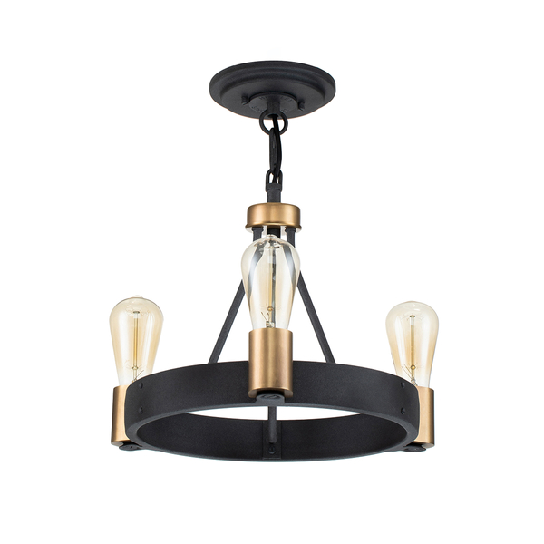 Lampa wisząca QN-SILAS-3P-DZ okrągła czarna mosiądz