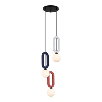 Potrójna lampa wisząca Masso PND-59839-3-MLTI do gabinetu czerwony szary