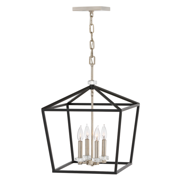 Lampa wisząca QN-STINSON-4P-L-BK na łańcuchu nikiel czarna