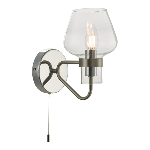 Lampa ścienna szklana Keta KET0746 z włącznikiem chrom przezroczysta