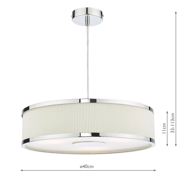 Wisząca lampa materiałowa Alvaro ALV1033 okragła chrom kość słoniowa