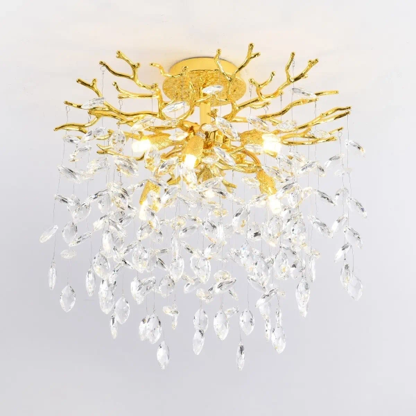 Sufitowa lampa kryształowa CINDY MX4115-6B-EGN-II liście złoty